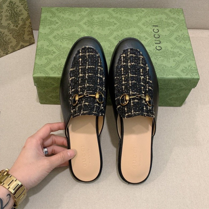 Gucci Womens Shoes Slippers Slides Casual Design Luxury Brand Leather Princetown leather slipper with Original Box