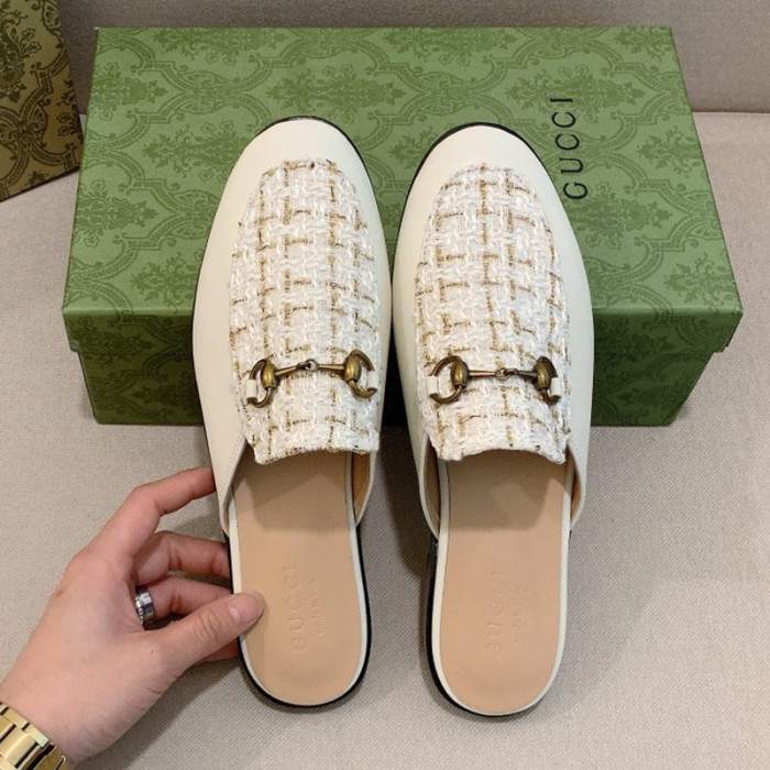 Gucci Womens Shoes Slippers Slides Casual Design Luxury Brand Leather Princetown leather slipper with Original Box