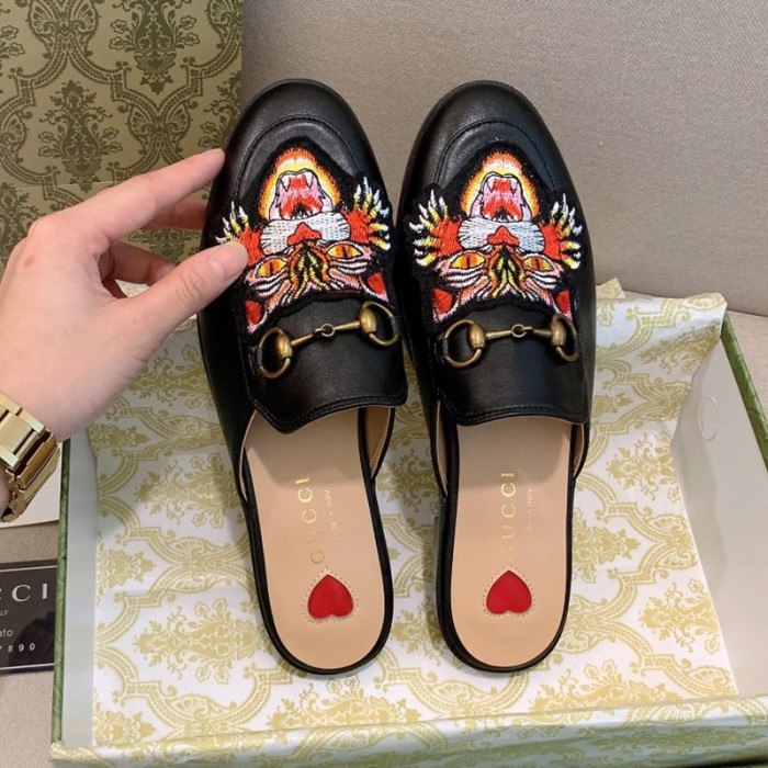 Gucci Womens Shoes Slippers Slides Casual Design Luxury Brand Leather Princetown leather slipper with Original Box