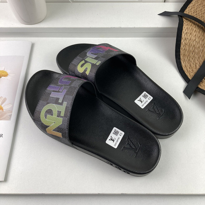 Louis Vuitton Men Shoes Slippers Sandals Flip Flop Luxury Brand WATERFRONT MULE with Original Box