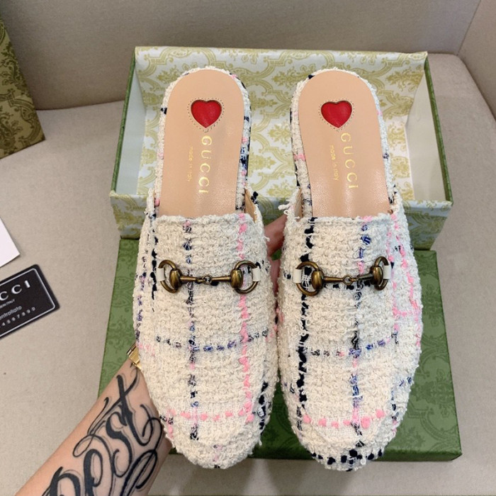Gucci Womens Shoes Slippers Slides Casual Design Luxury Brand Leather Princetown leather slipper with Original Box