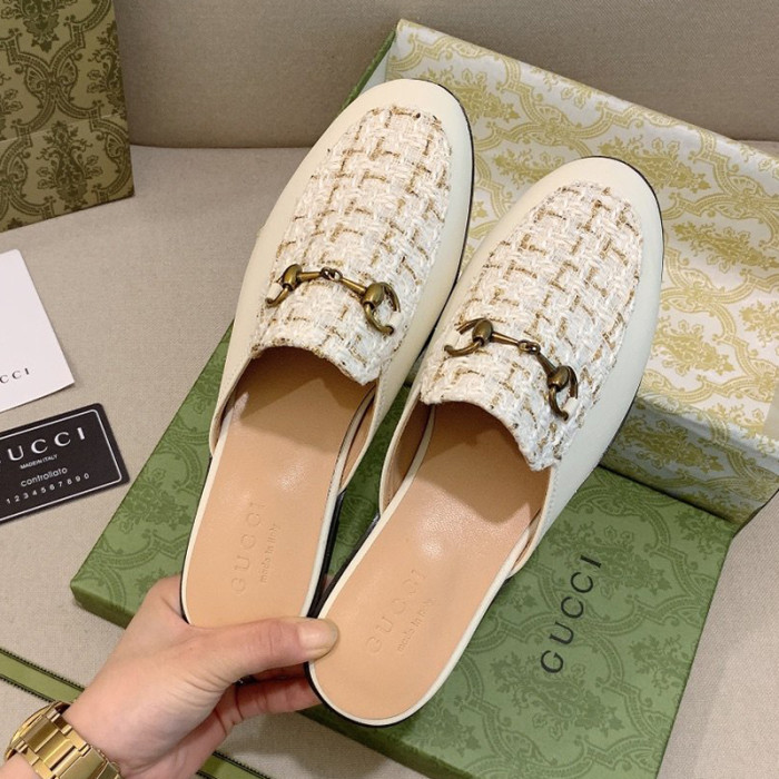 Gucci Womens Shoes Slippers Slides Casual Design Luxury Brand Leather Princetown leather slipper with Original Box