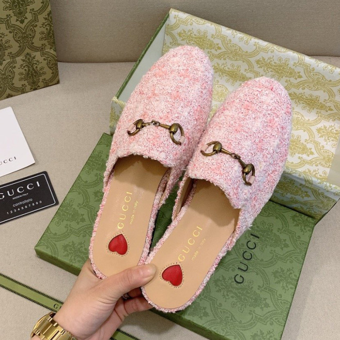 Gucci Womens Shoes Slippers Slides Casual Design Luxury Brand Leather Princetown leather slipper with Original Box