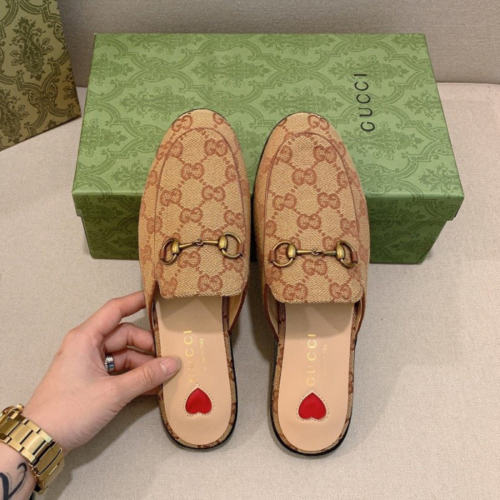 Gucci Womens Shoes Slippers Slides Casual Design Luxury Brand Leather Princetown leather slipper with Original Box