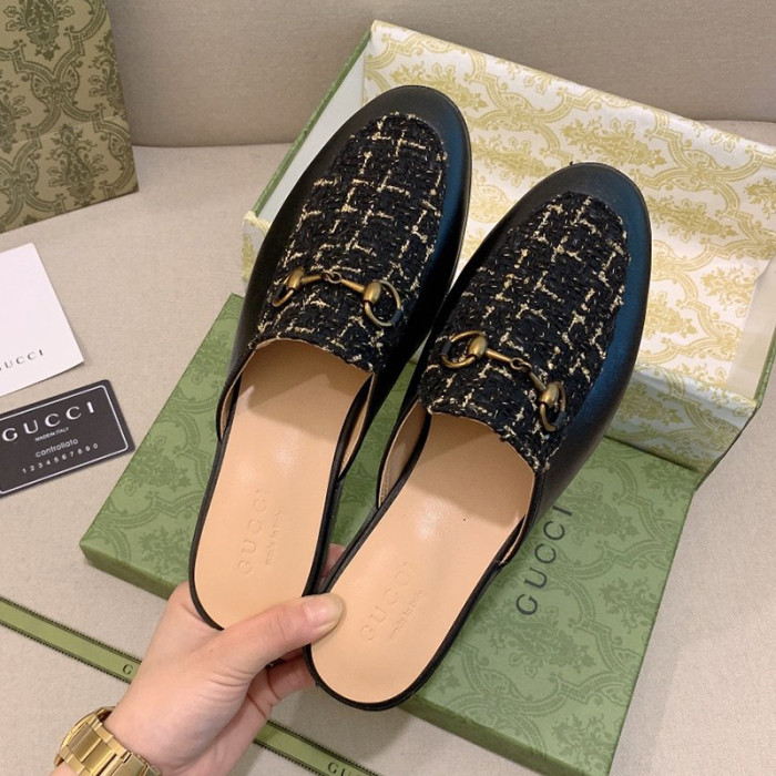 Gucci Womens Shoes Slippers Slides Casual Design Luxury Brand Leather Princetown leather slipper with Original Box
