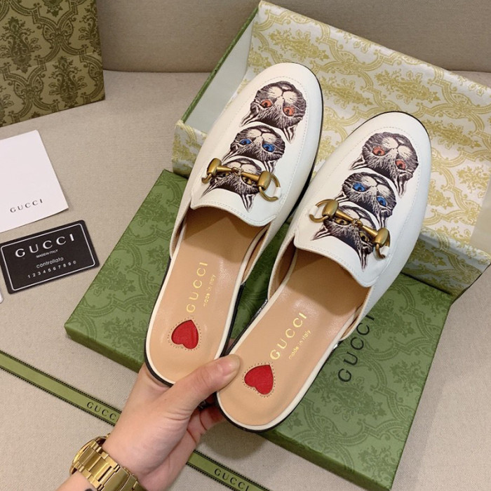 Gucci Womens Shoes Slippers Slides Casual Design Luxury Brand Leather Princetown leather slipper with Original Box