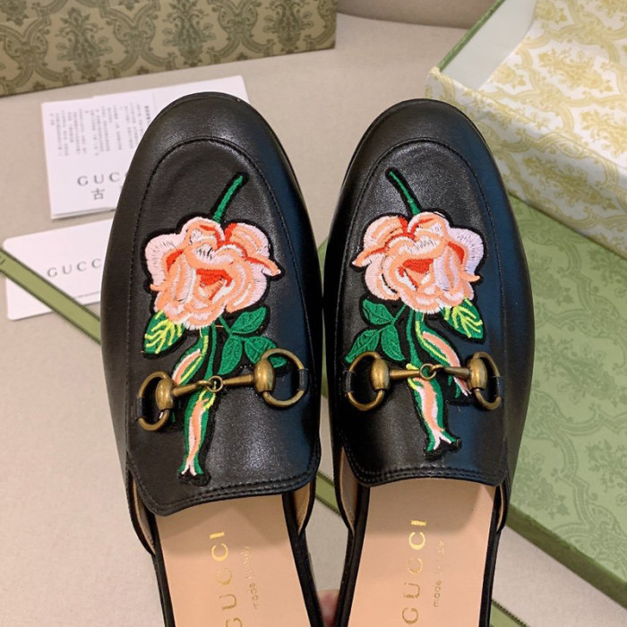 Gucci Womens Shoes Slippers Slides Casual Design Luxury Brand Leather Princetown leather slipper with Original Box
