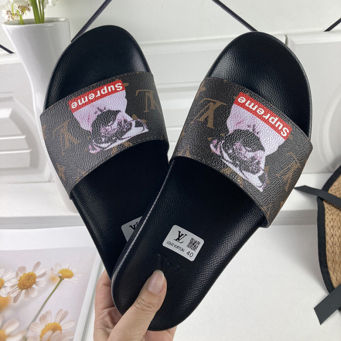 Louis Vuitton Men Shoes Slippers Sandals Flip Flop Luxury Brand WATERFRONT MULE with Original Box