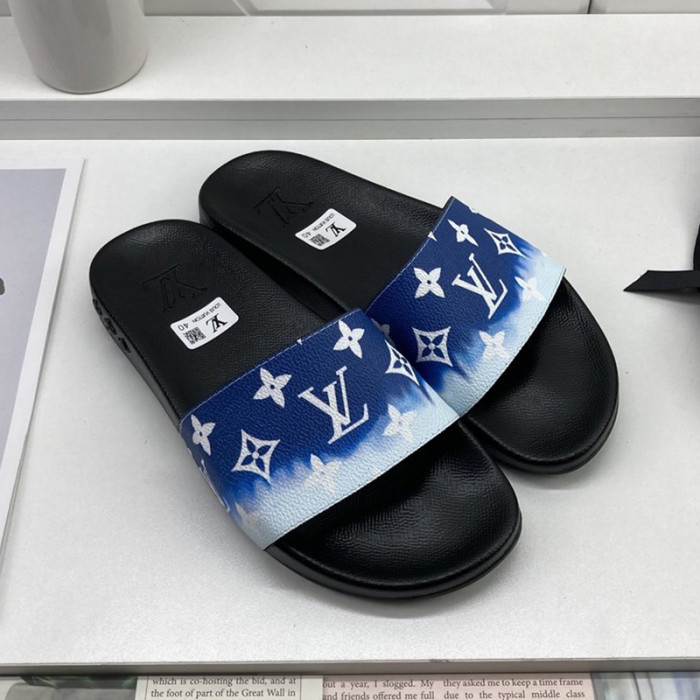 Louis Vuitton Men Shoes Slippers Sandals Flip Flop Luxury Brand WATERFRONT MULE with Original Box