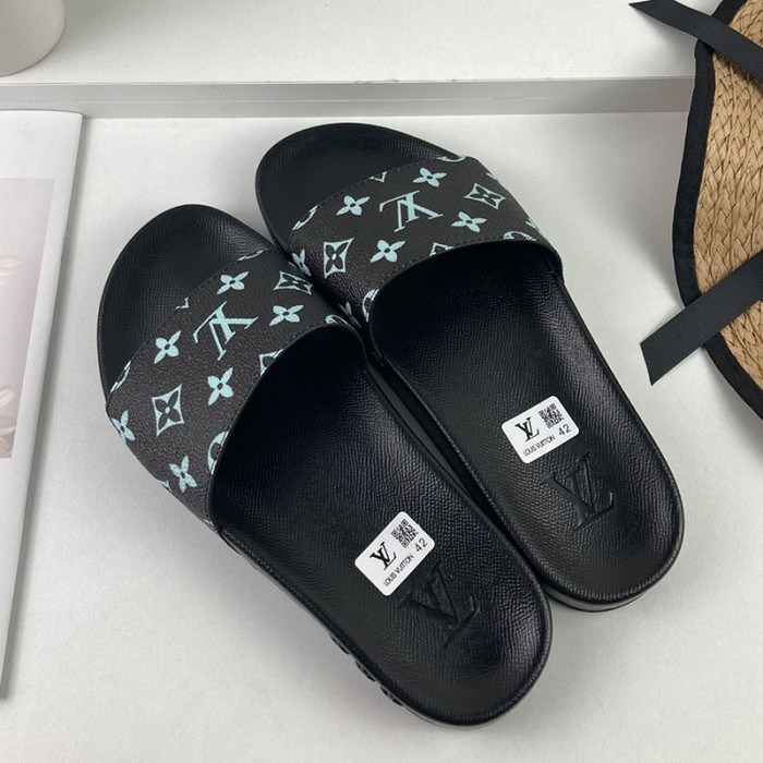 Louis Vuitton Men Shoes Slippers Sandals Flip Flop Luxury Brand WATERFRONT MULE with Original Box