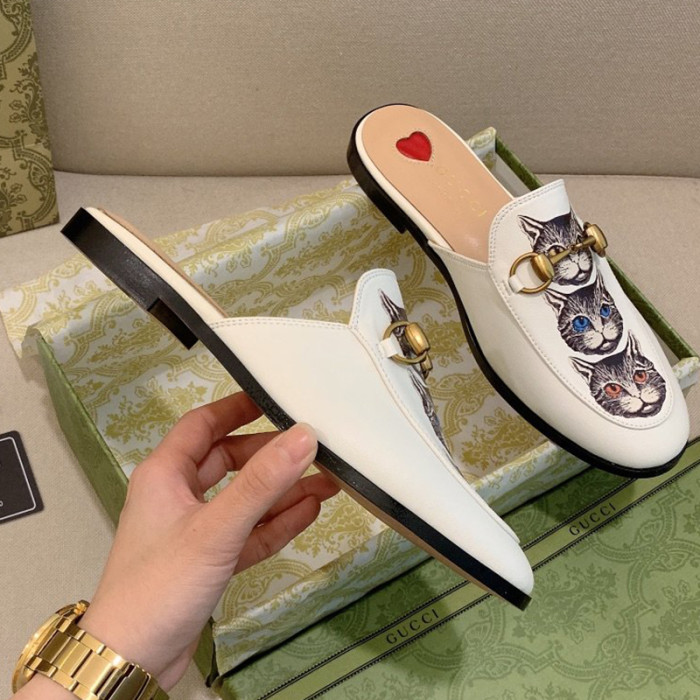 Gucci Womens Shoes Slippers Slides Casual Design Luxury Brand Leather Princetown leather slipper with Original Box