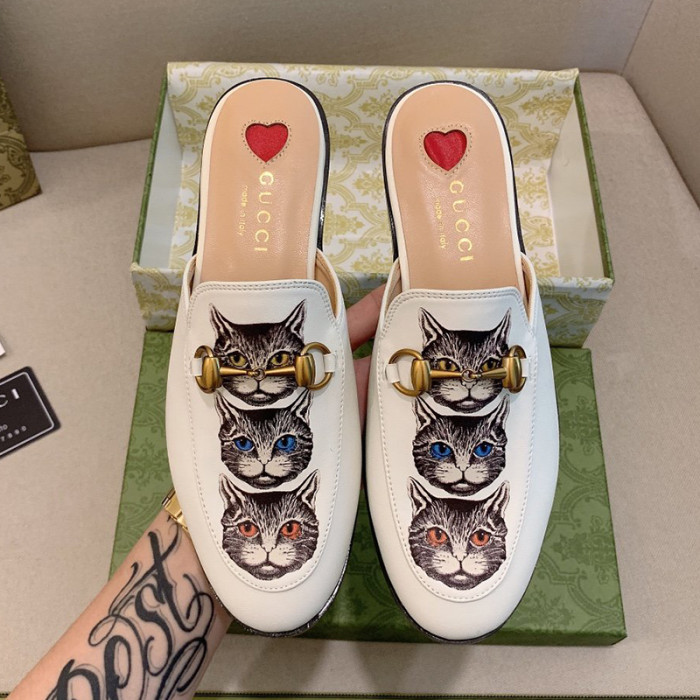 Gucci Womens Shoes Slippers Slides Casual Design Luxury Brand Leather Princetown leather slipper with Original Box