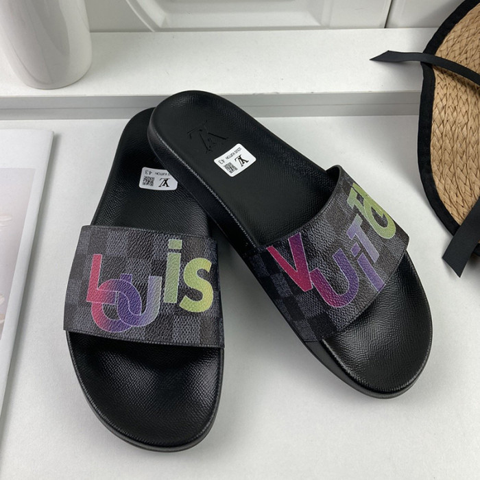 Louis Vuitton Men Shoes Slippers Sandals Flip Flop Luxury Brand WATERFRONT MULE with Original Box