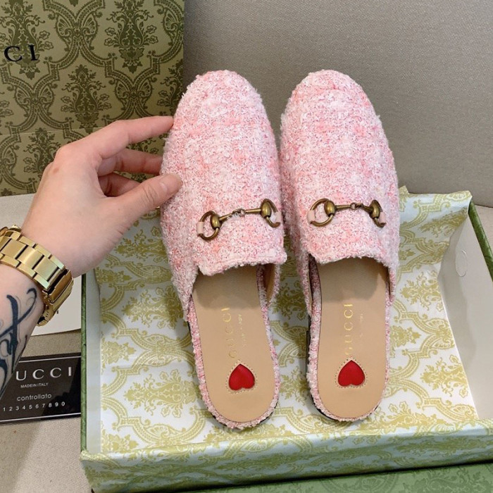 Gucci Womens Shoes Slippers Slides Casual Design Luxury Brand Leather Princetown leather slipper with Original Box