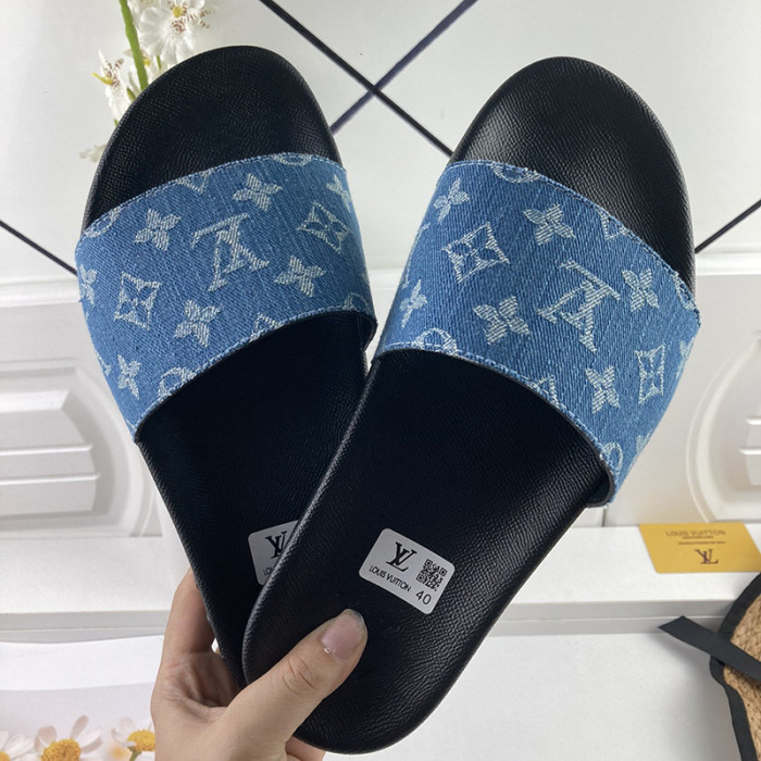 Louis Vuitton Men Shoes Slippers Sandals Flip Flop Luxury Brand WATERFRONT MULE with Original Box