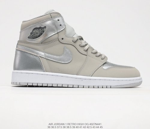 Air Jordan 1 Retro High OG Metallic Silver Sneakers Men Womens Shoes 4027N441