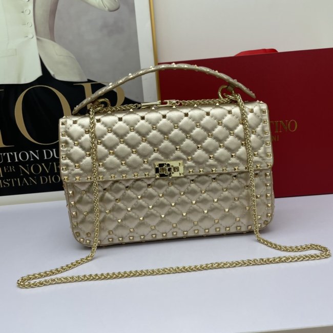 Valentino Womens Bags Crossbody Bags Handbags Luxury Brand LARGE ROCKSTUD SPIKE NAPPA LEATHER BAG with Original Box