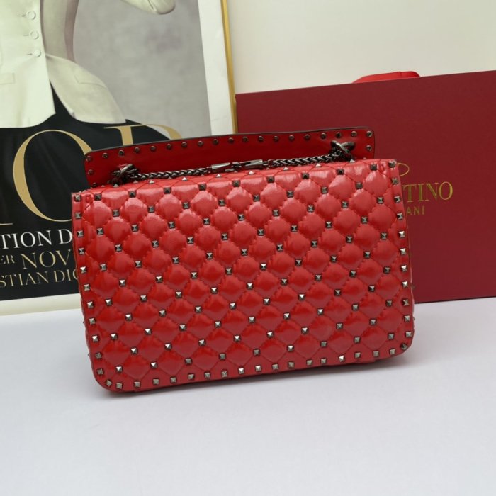 Valentino Womens Bags Crossbody Bags Handbags Luxury Brand LARGE ROCKSTUD SPIKE NAPPA LEATHER BAG with Original Box