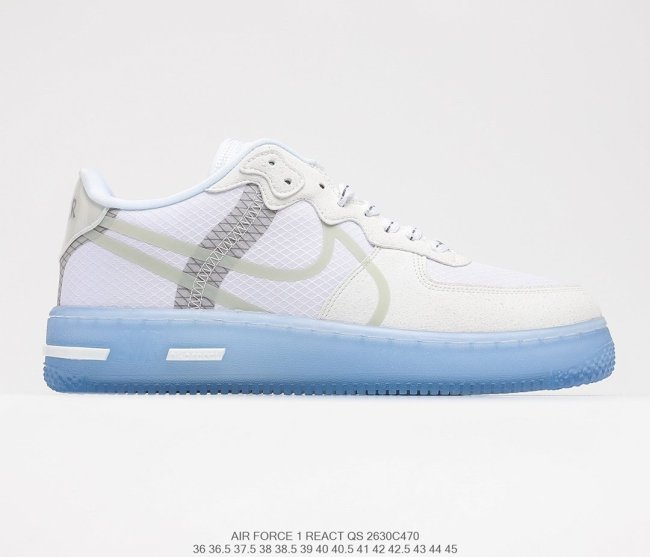 Nike Air Force 1 React QS White/Light/Sail-Rush Ice Sneakers Men Womens Shoes 2630D470
