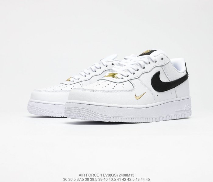 Nike Air Force 1’07 Low GS White/Black/Gold Sneakers Men Womens Shoes 2408M13