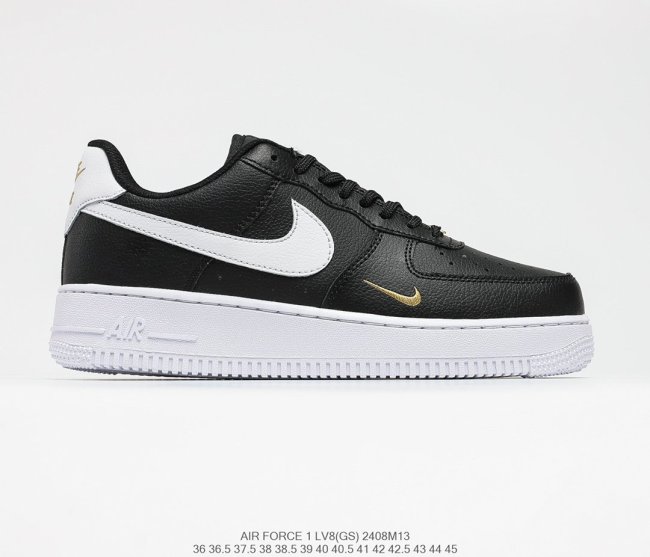 Nike Air Force 1’07 Low GS White/Black/Gold Sneakers Men Womens Shoes 2408M13
