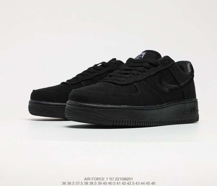 Stussy x Air Force 1 '07 Black Cool Sneakers Men Womens Shoes 2215M201