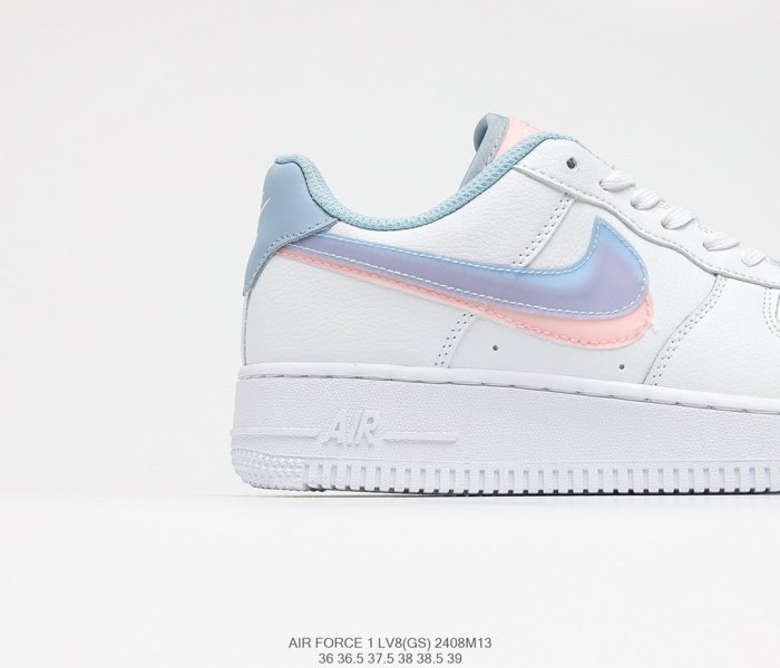 Nike Air Force 1’07 GS White LT Armory Blue Sneakers Men Womens Shoes 2408M13