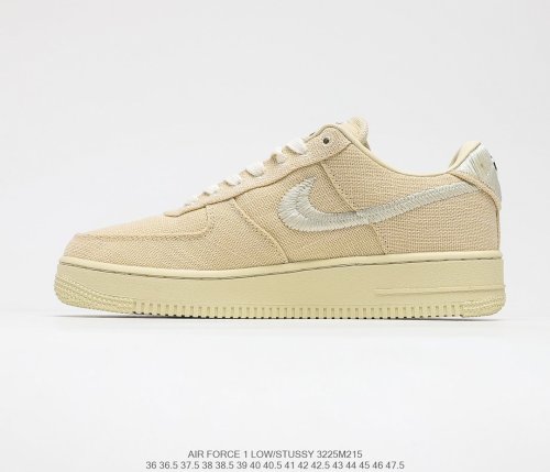 Stussy x Air Force 1 '07 Black Cool Sneakers Men Womens Shoes 3225M215