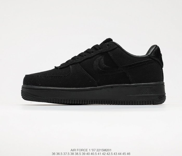 Stussy x Air Force 1 '07 Black Cool Sneakers Men Womens Shoes 2215M201