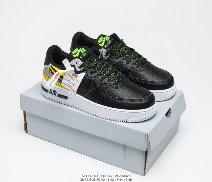 3M x Nike Air Force 1 React D/MS/X White/Grey/University Blue Sneakers Men Womens Shoes 2425M323