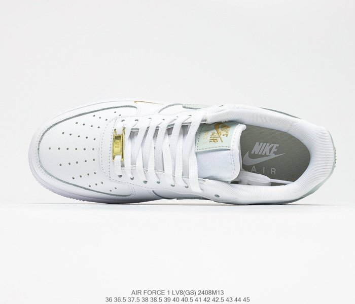 Nike Air Force 1’07 Low GS White/Black/Gold Sneakers Men Womens Shoes 2408M13