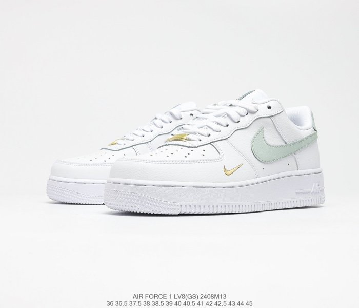 Nike Air Force 1’07 Low GS White/Black/Gold Sneakers Men Womens Shoes 2408M13