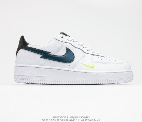Nike Air Force 1’07 Low GS White/Black/Gold Sneakers Men Womens Shoes 2408M13
