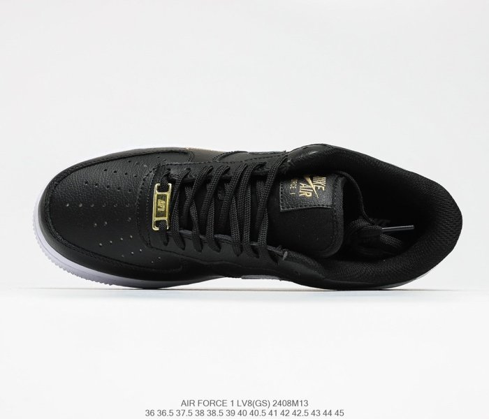 Nike Air Force 1’07 Low GS White/Black/Gold Sneakers Men Womens Shoes 2408M13
