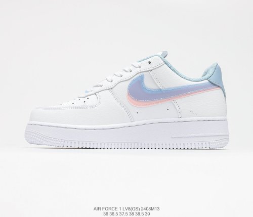 Nike Air Force 1’07 GS White LT Armory Blue Sneakers Men Womens Shoes 2408M13