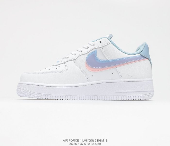 Nike Air Force 1’07 GS White LT Armory Blue Sneakers Men Womens Shoes 2408M13