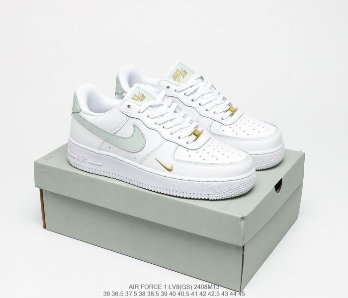 Nike Air Force 1’07 Low GS White/Black/Gold Sneakers Men Womens Shoes 2408M13