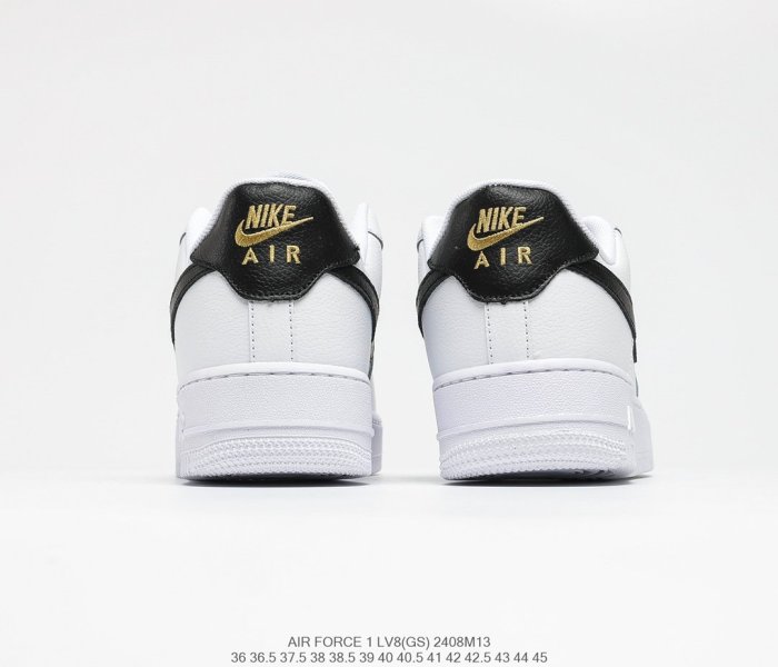 Nike Air Force 1’07 Low GS White/Black/Gold Sneakers Men Womens Shoes 2408M13