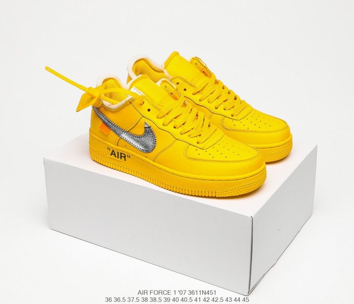 Off-White x Nike Air Force1 Low University Gold Sneakers Men Womens Shoes 3611N451
