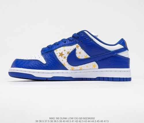 Supreme x Nike SB Dunk Low Stars Royal Blue Orange Sneakers Men Womens Shoes 6023N302