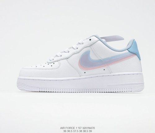 Nike Air Force 1’07 GS White LT Armory Blue Sneakers Womens Shoes 3201N470