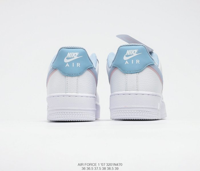 Nike Air Force 1’07 GS White LT Armory Blue Sneakers Womens Shoes 3201N470