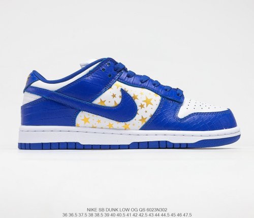 Supreme x Nike SB Dunk Low Stars Royal Blue Orange Sneakers Men Womens Shoes 6023N302