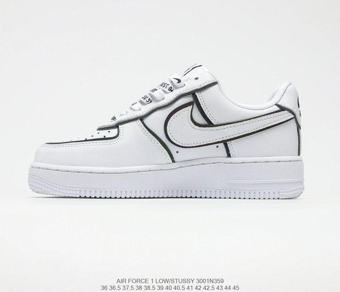 Stussy x Nike Air Force 1´07 White/Black Laser Sneakers Men Womens Shoes 3001N359