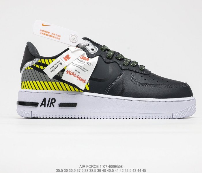 3M x Nike Air Force 1 React D/MS/X Grey/Black/Orange Sneakers Men Womens Shoes 4009G58