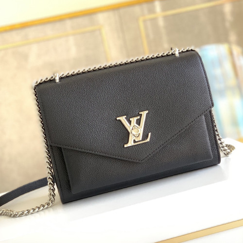 Louis Vuitton Womens Bags Clutch Shoulder Bags Luxury Brand Fashion Type Messenger Bags MYLOCKME CHAIN BAG Black Soft grained calfskin with Original Box M51418