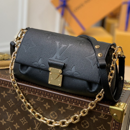 Louis Vuitton Womens Bags Clutch Shoulder Bags Luxury Brand Fashion Type Messenger Bags FAVORITE M45813 with Original Box Black Monogram Empreinte embossed supple grained cowhide leather and supple grained cowhide leather