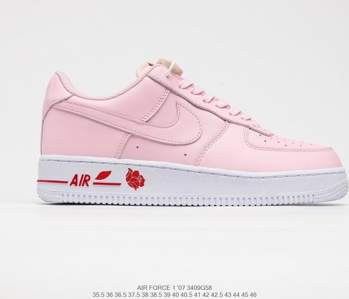 Nike Air Force 1´07 Pink/Red Rose Sneakers Men Womens Shoes 3409G58