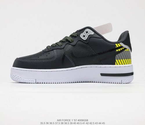 3M x Nike Air Force 1 React D/MS/X Grey/Black/Orange Sneakers Men Womens Shoes 4009G58