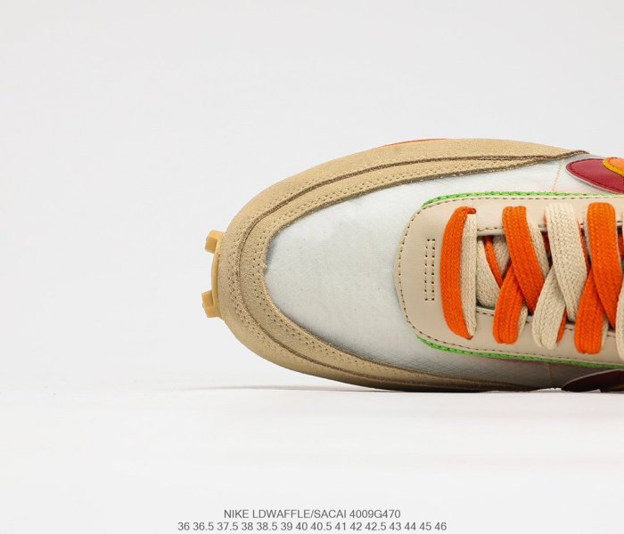 CLOT x Sacai x Nike LDV Waffle Daybreak Net/Orange Blaze-Deep Red-Green Sneakers Men Womens Shoes 4009G470
